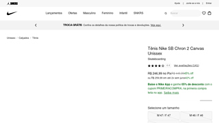 [1 Compra No App] Tnis Nike Sb Chron 2 Canvas Unissex (Tam 36 Ao 43)